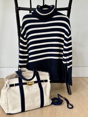 GAP Classic Striped Cotton Turtleneck Sweater | XS